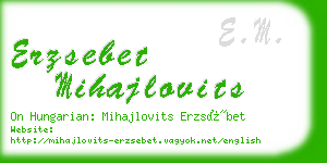 erzsebet mihajlovits business card